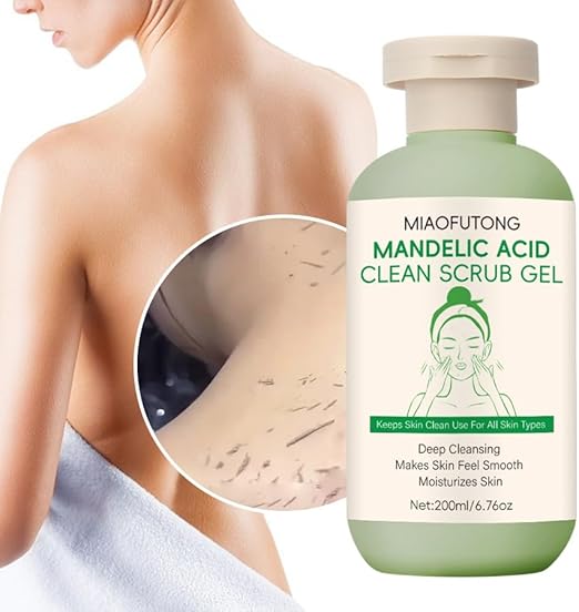 Gentle Mandelic Acid Body Scrub & Facial Exfoliator - Skin Smoothing Gel with Natural Exfoliants for Dry, Sensitive, Acne-Prone Skin Non-Irritating Formula cart saudia