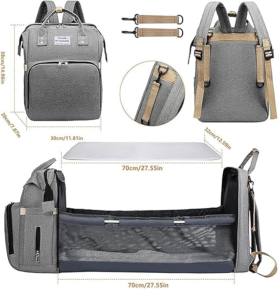 Baby Bag Diaper Bag with Changing Station - حقيبة حفاضات للأطفال مع محطة تغيير Cart Saudia