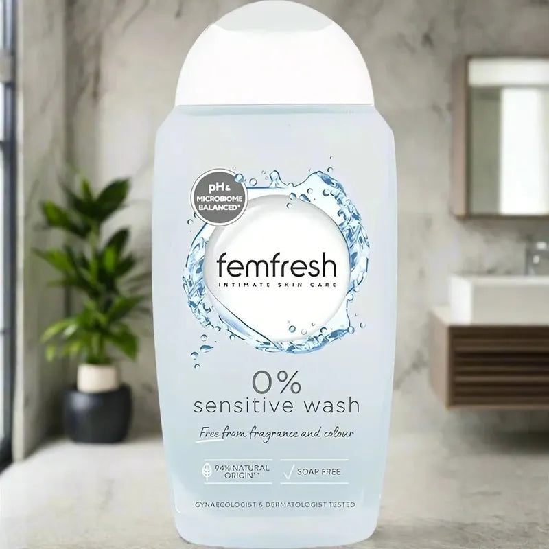 Femfresh Intimate Skin Care 0% Wash, 0% Fragrance, 0% Soap, 94% Natural Origin Ingredients, Vegan Friendly, Made with Lotus Flower Extracts, pH & Microbiome Balanced, 250ml cart saudia